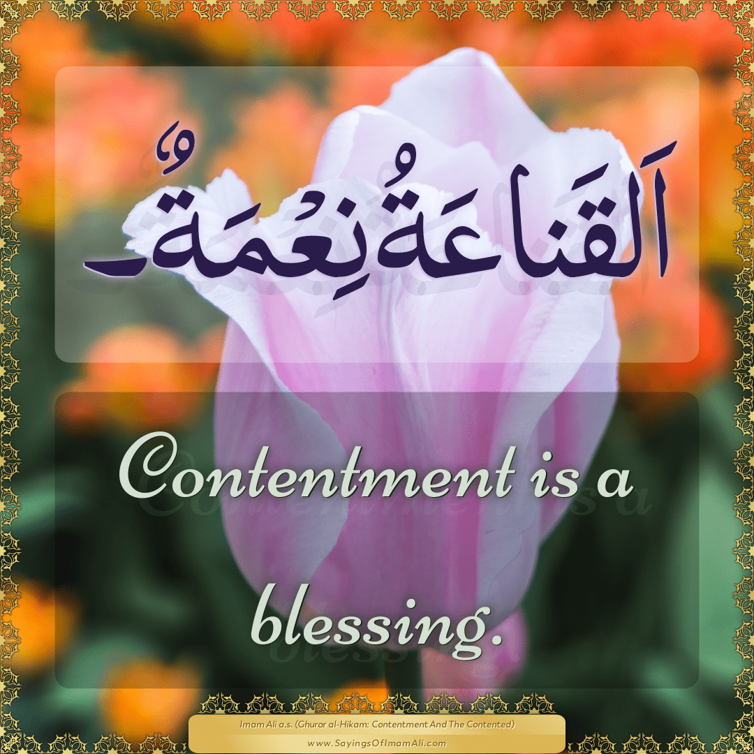 Contentment is a blessing.